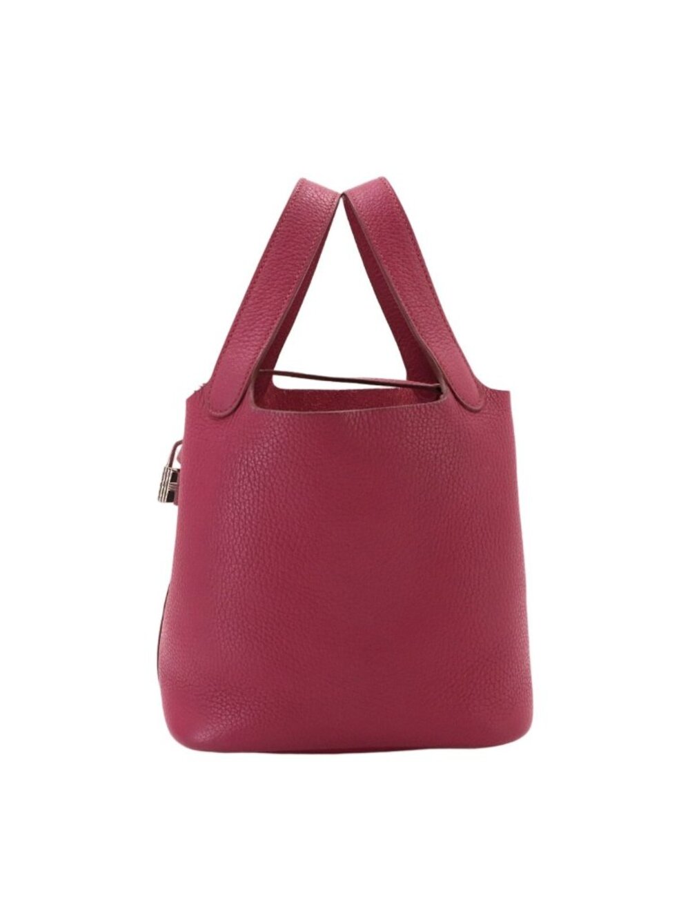 Hermes Picotin Lock PM Handbag Taurillon Clemence Ruby Silver